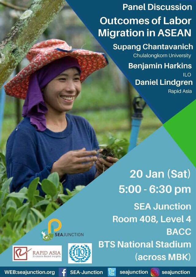 Two of the authors and an independent migration expert will discuss the research findings presented in "Risks and rewards: Outcomes of labour migration in South-East Asia" a recently published report by the International Labour Organization (ILO), the International Organization for Migration (IOM), and Rapid Asia. In particular, they will discuss the newly developed Migration Outcomes Index and its focus on measuring changes in the lives of migrant workers beyond economics to better understand the contribution of the migratory experience to development in the region.