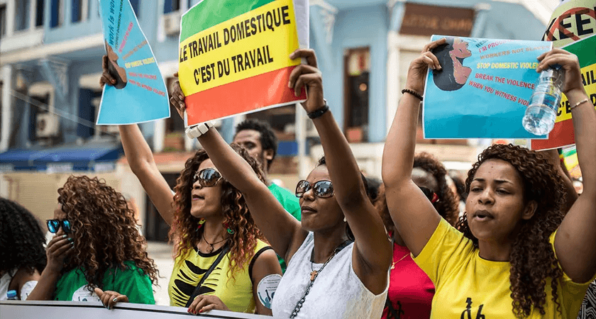 Photo: TesfaNews, Ethiopian migrant domestic workers mark International Workers' Day in Beirut by demonstrating for basic rights